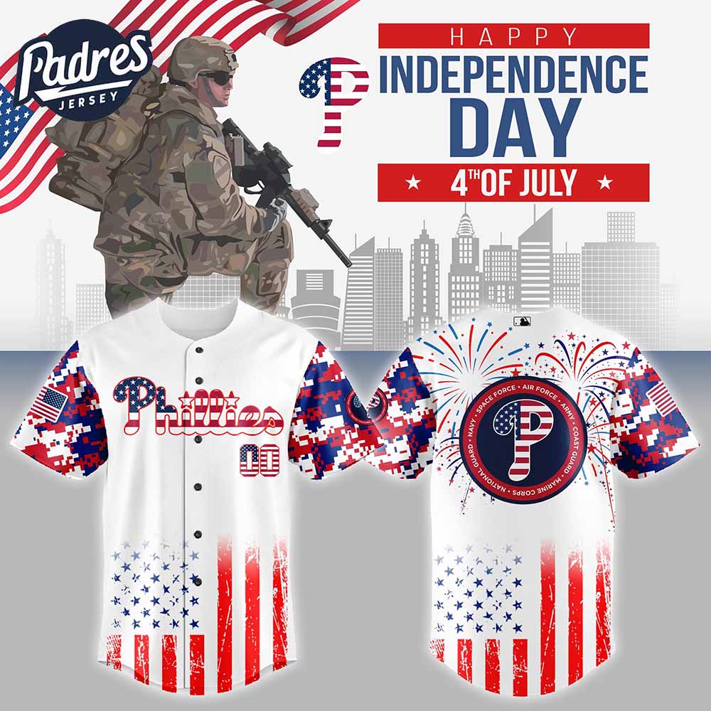 Philadelphia Phillies MLB X The 4th Of July X Military Personalized Baseball Jersey - Padres Jersey Oasis: Elevate Your Baseball Style Game