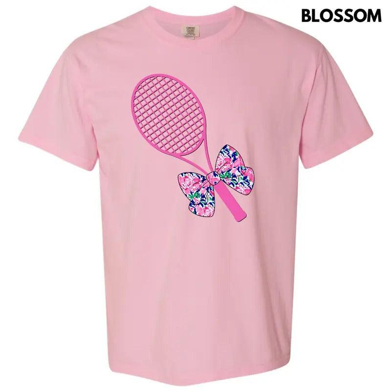 Pink Tennis Racket Comfort Colors T-Shirt 'NLB'