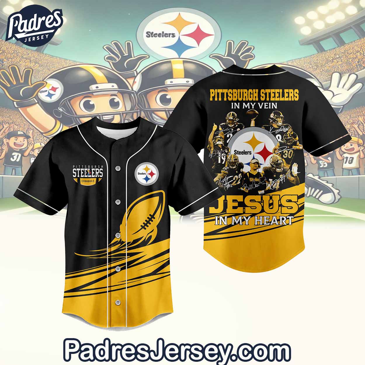 Pittsburgh Steelers In My Veins Jesus In My Heart Baseball Jersey Outfit - Padres Jersey Oasis: Elevate Your Baseball Style Game