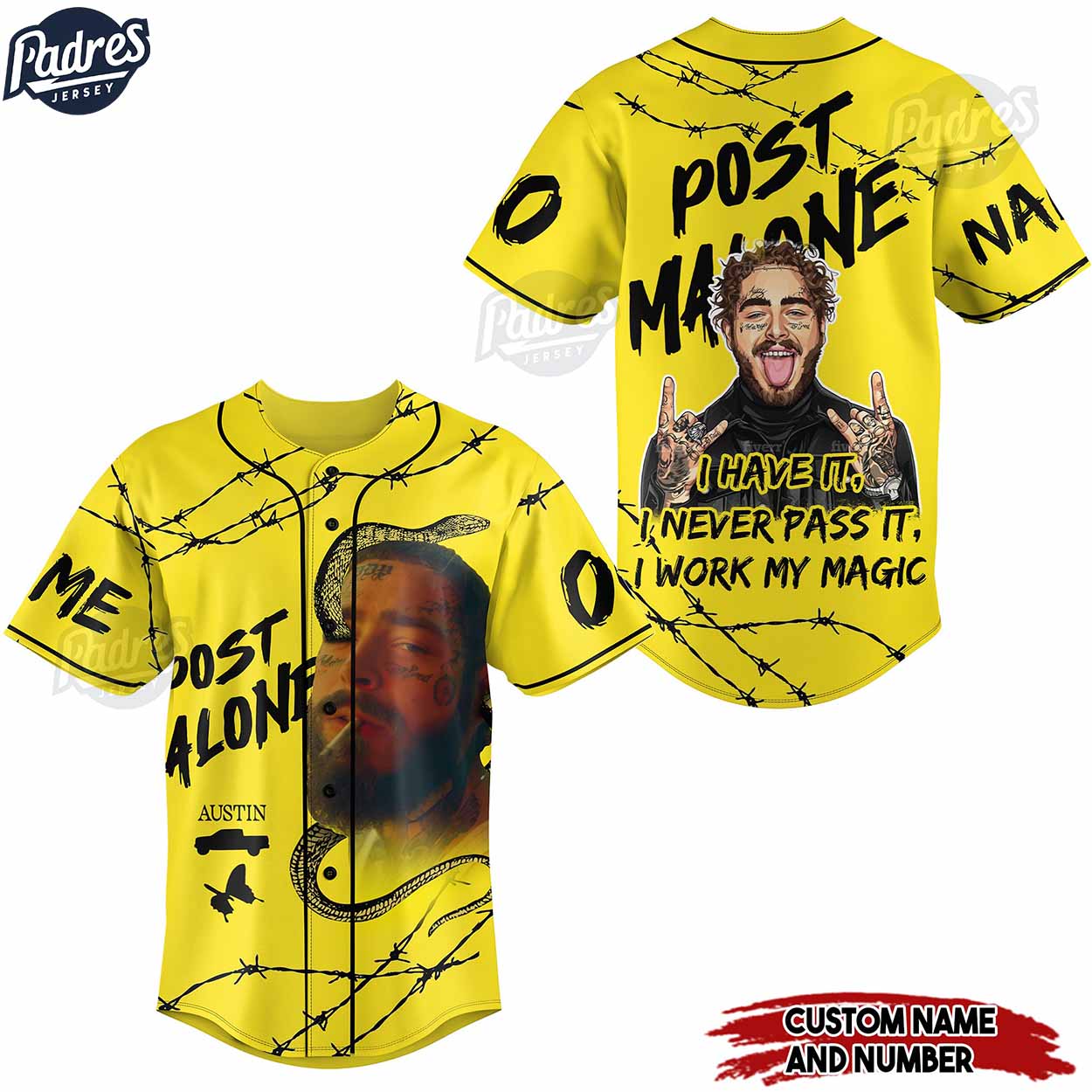 Post Malone Custom Baseball Jersey Fan Gear - Padres Jersey Oasis: Elevate Your Baseball Style Game