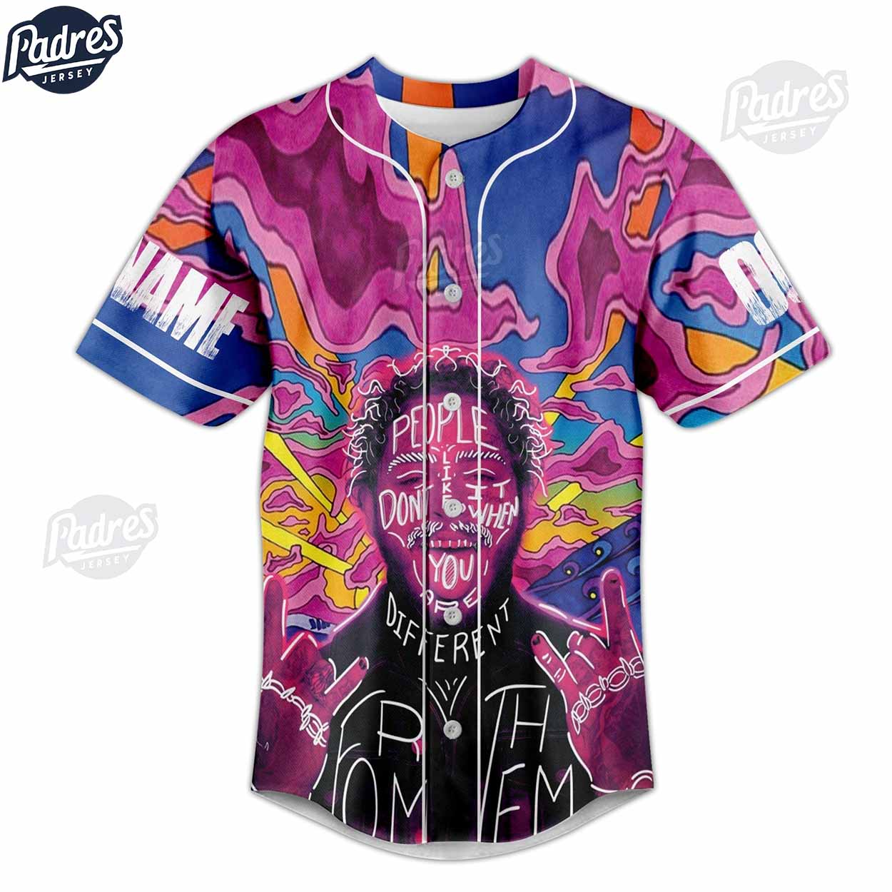 Post Malone Custom Baseball Jersey People Don’t Like It When You Are Different - Padres Jersey Oasis: Elevate Your Baseball Style Game