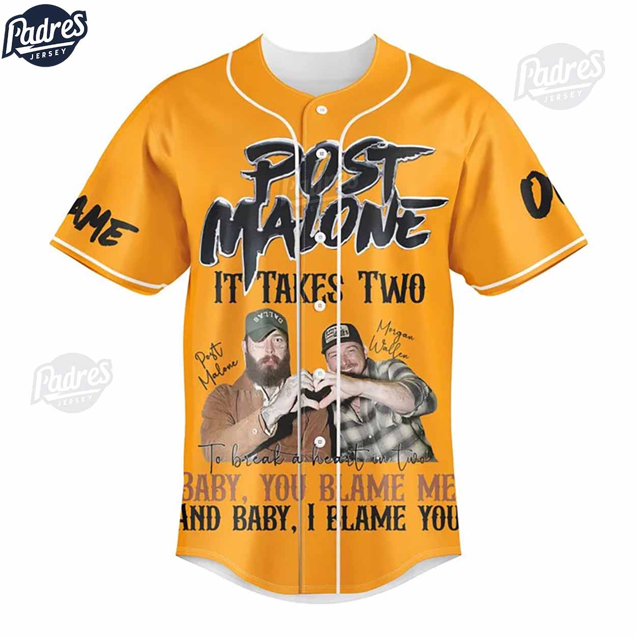 Post Malone It Takes Two To Break A Heart In Two Custom Baseball Jersey - Padres Jersey Oasis: Elevate Your Baseball Style Game