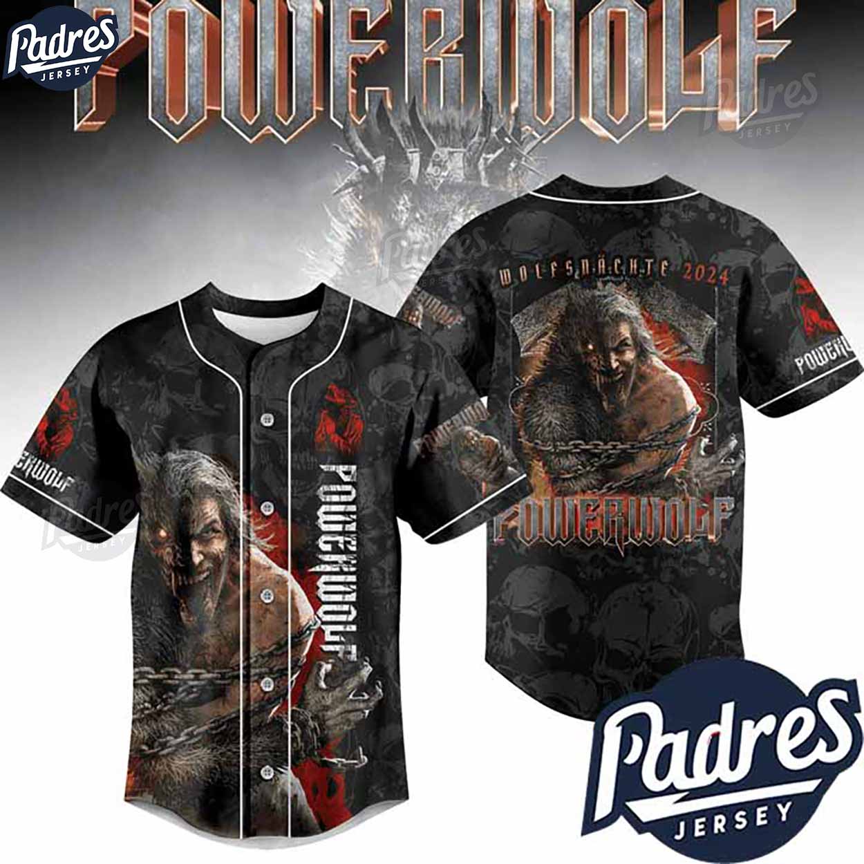 PowerWolf Band Baseball Jersey Style - Padres Jersey Oasis: Elevate Your Baseball Style Game