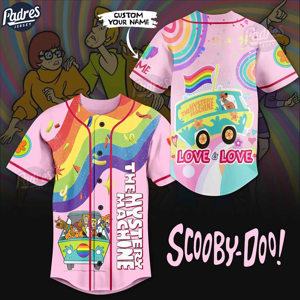 Scooby Doo The Mystery Machine Love Is Love Custom Baseball Jersey Style - Padres Jersey Oasis: Elevate Your Baseball Style Game
