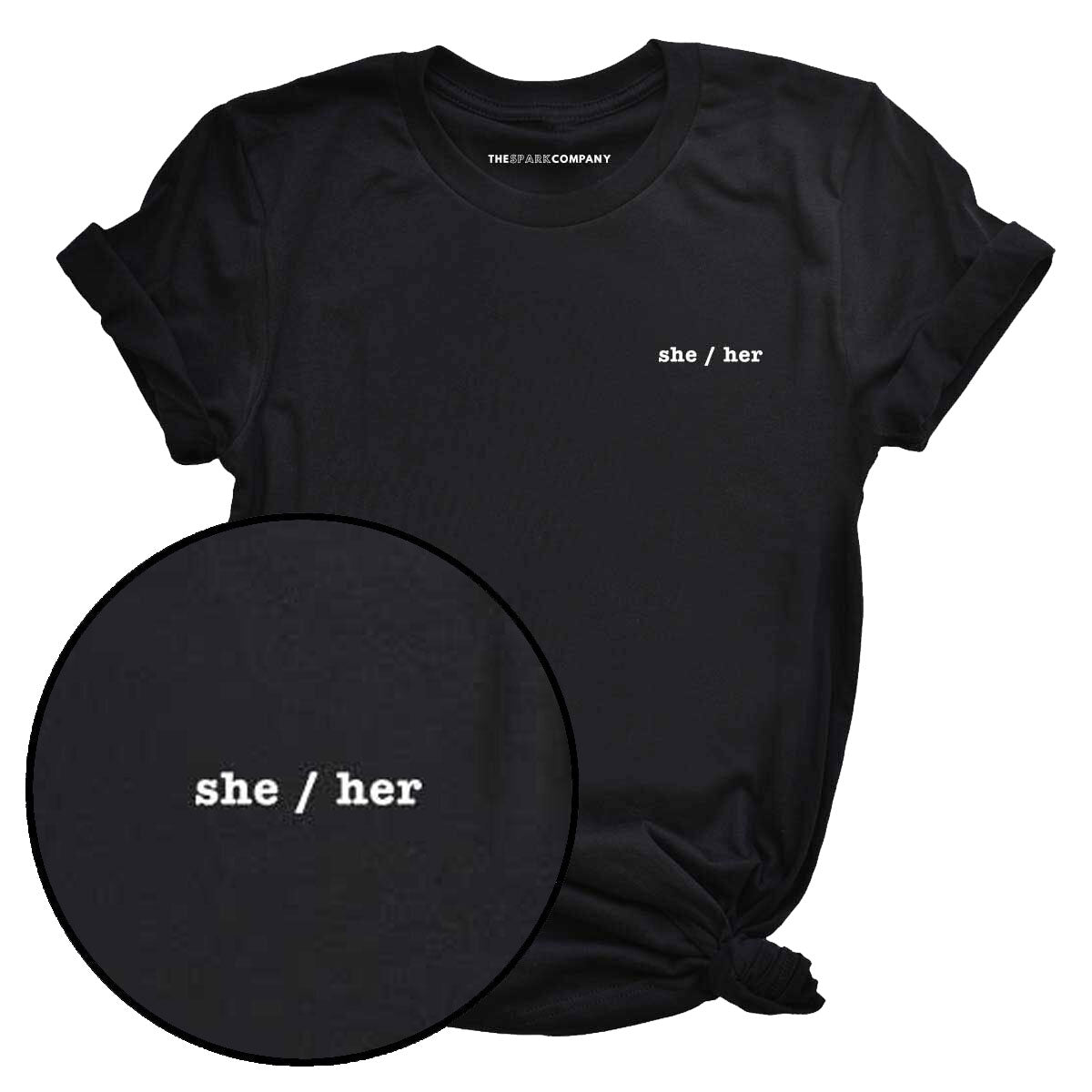Pronouns Embroidered T-Shirt