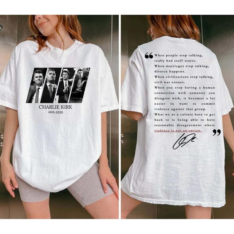 Quotes Of Charliie Two Sides Tshirt Sweatshirt Hoodie, Pray For Kirkk Shirt, Make America Great Again Shirt, Unisex Sweater Pullover Tee Cotton Fit Crewneck
