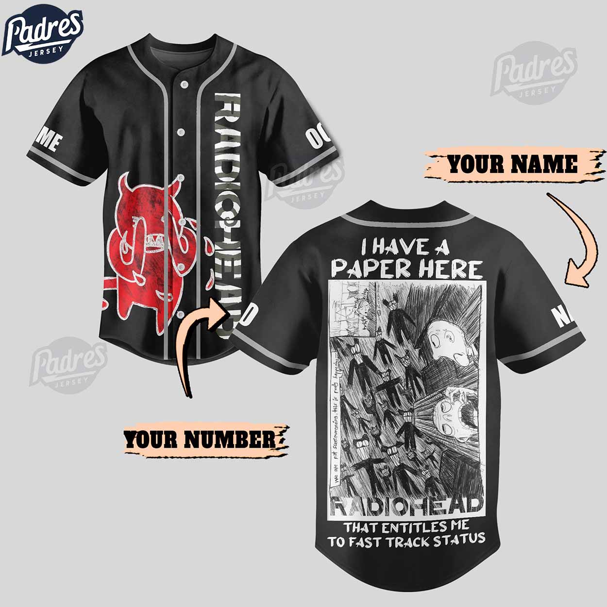 Radiohead Fast Track Status Custom Baseball Jersey Style - Padres Jersey Oasis: Elevate Your Baseball Style Game