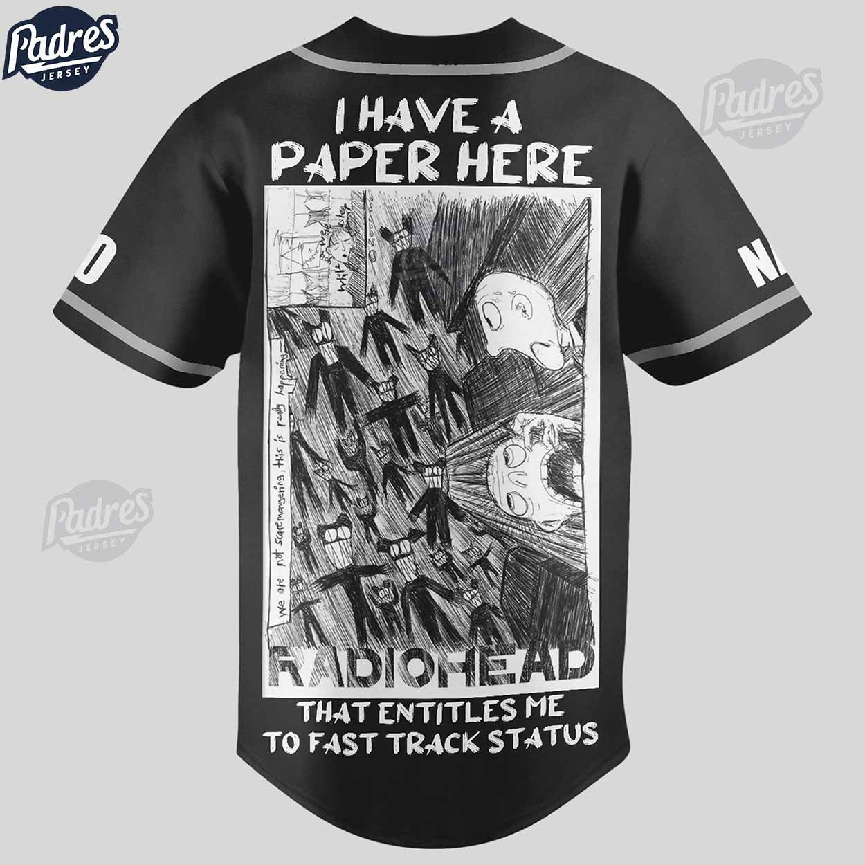 Radiohead Fast Track Status Custom Baseball Jersey Style - Padres Jersey Oasis: Elevate Your Baseball Style Game