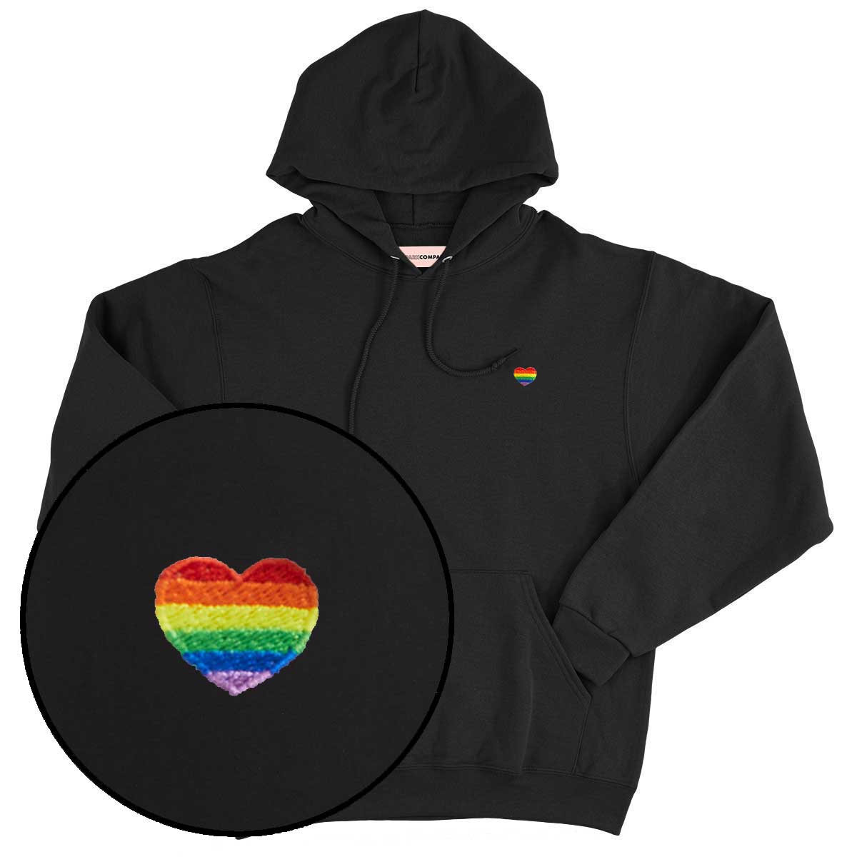 Rainbow Heart Embroidery Detail Hoodie