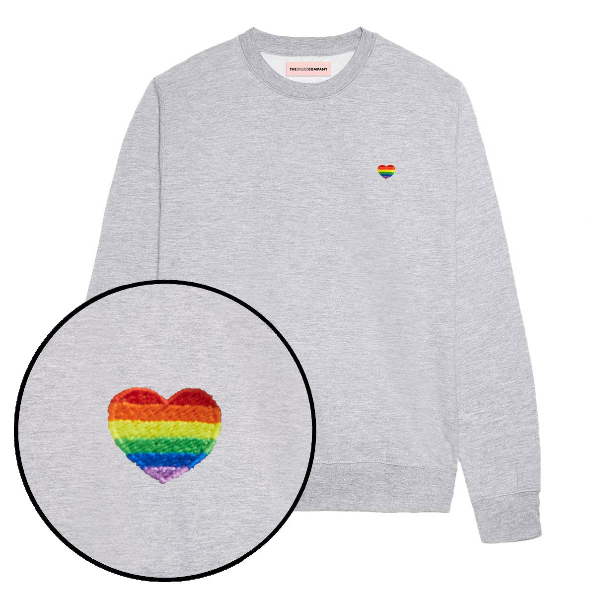 Rainbow Heart Embroidery Detail Sweatshirt