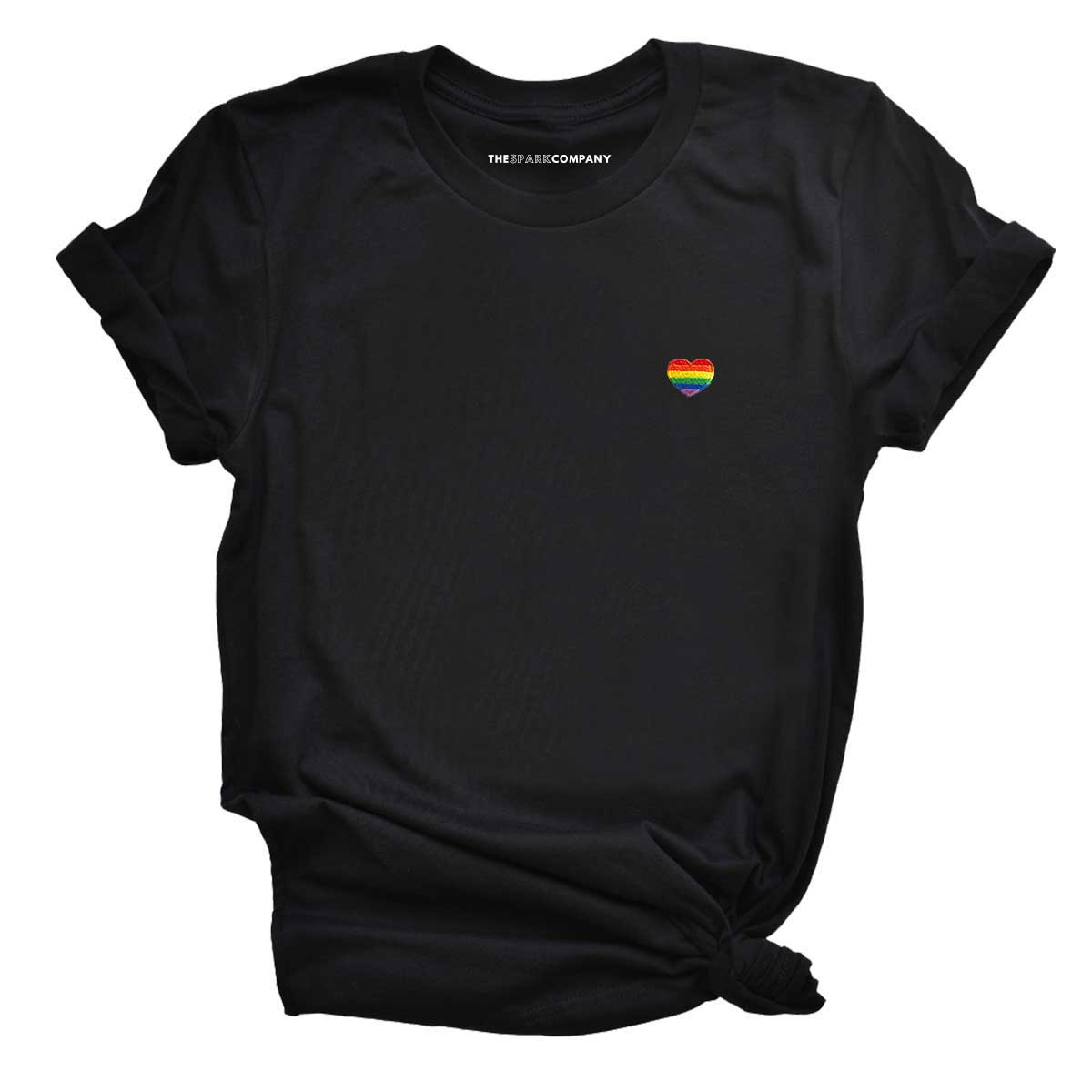 Rainbow Heart Embroidery Detail T-Shirt