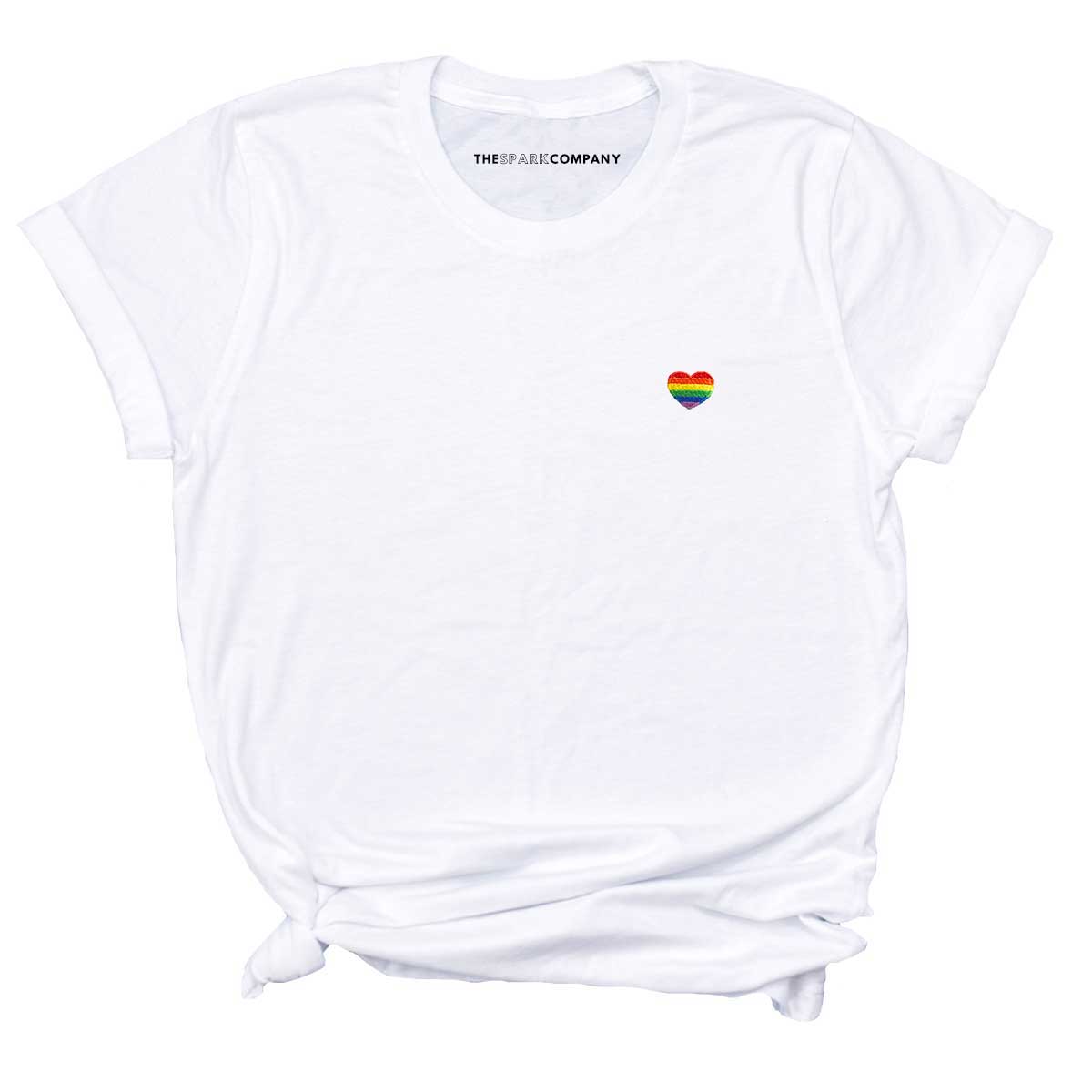 Rainbow Heart Embroidery Detail T-Shirt