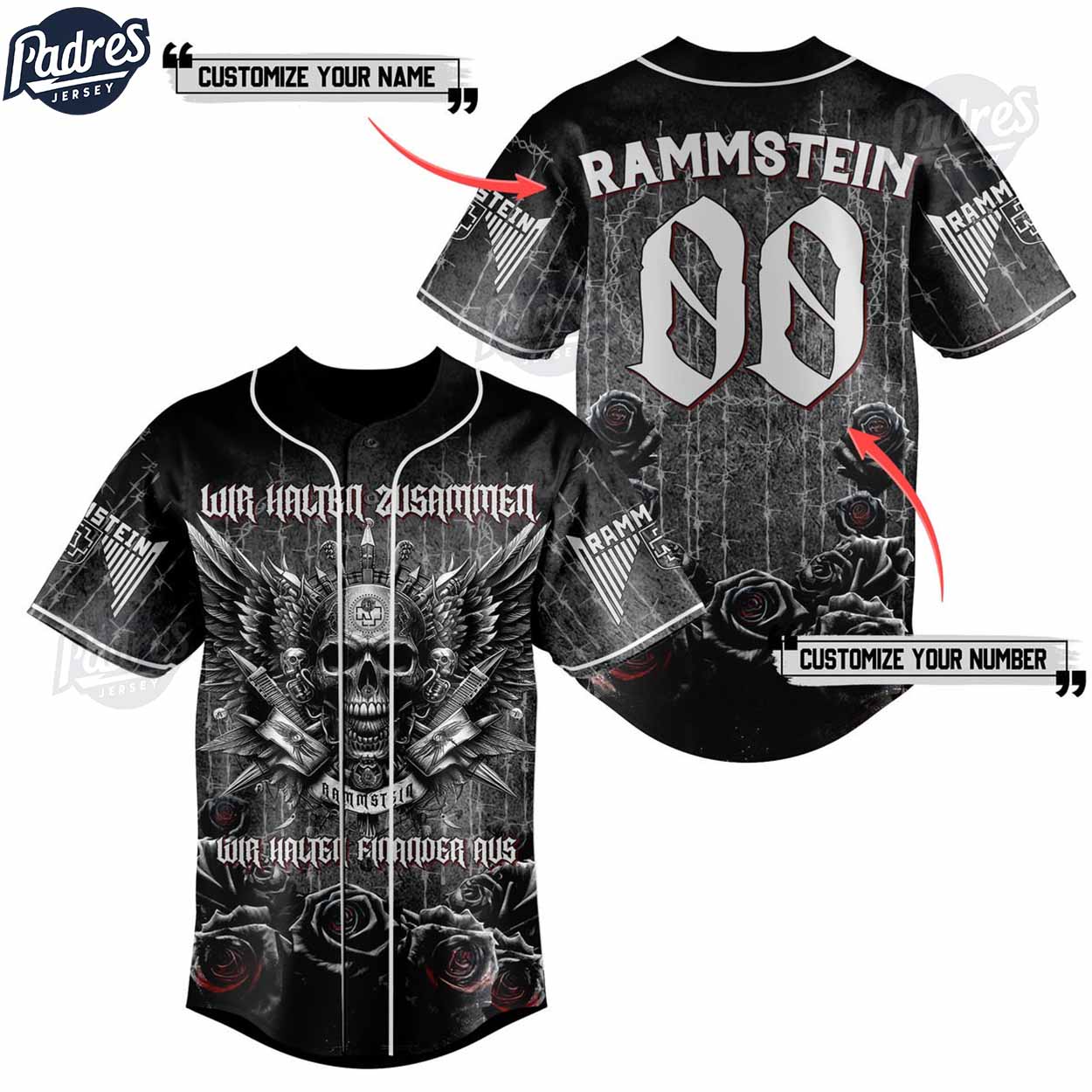Rammstein Skull Custom Baseball Jersey - Padres Jersey Oasis: Elevate Your Baseball Style Game