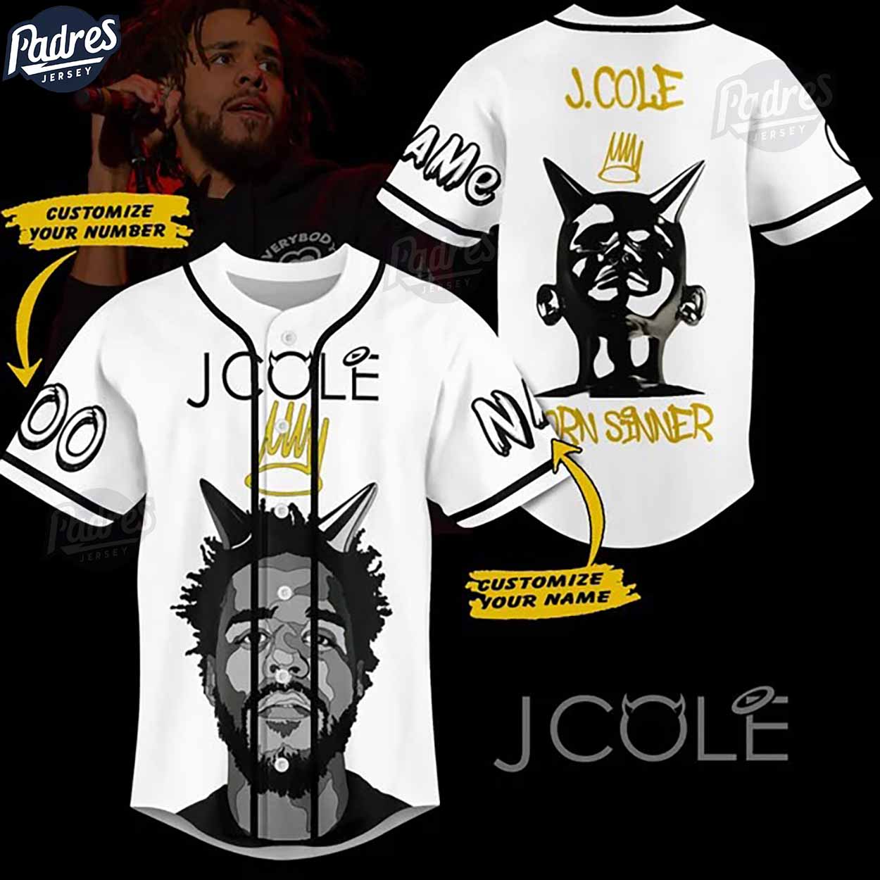 Rapper J Cole Custom Baseball Jersey - Padres Jersey Oasis: Elevate Your Baseball Style Game