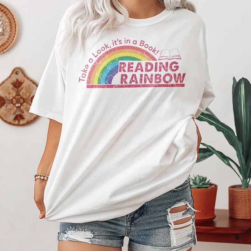 Reading Rainbow Shirt - Retro Librarian Tee - Teacher Appreciation Gift - Comfort Rainbow School Shirt - Book Lover's Bookworm T-Shirt