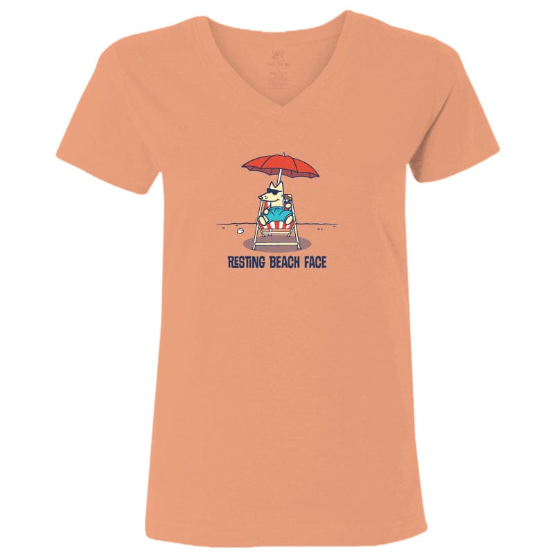 Resting Beach Face - Ladies T-Shirt V-Neck