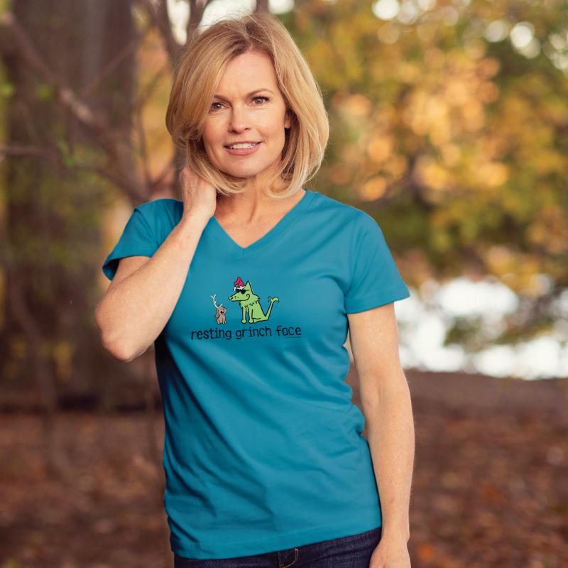 Resting Grinch Face - Ladies T-Shirt V-Neck