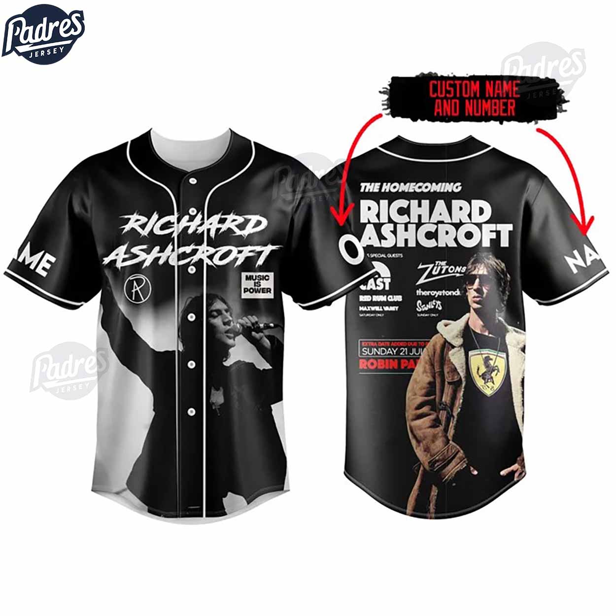 Richard Ashcroft Custom Baseball Jersey Style - Padres Jersey Oasis: Elevate Your Baseball Style Game