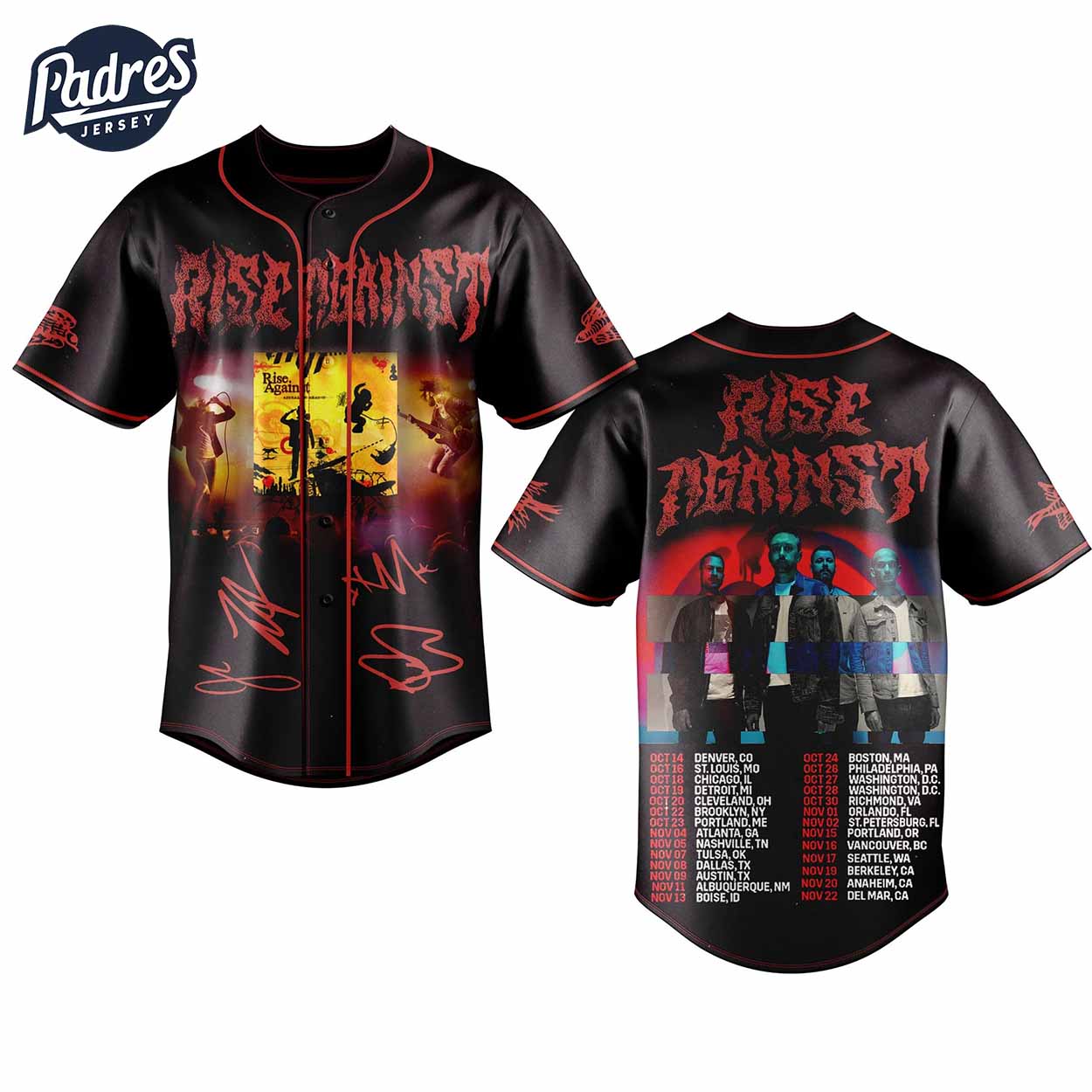 Rise Against Baseball Jersey Outfit - Music Merch - Padres Jersey Oasis: Elevate Your Baseball Style Game