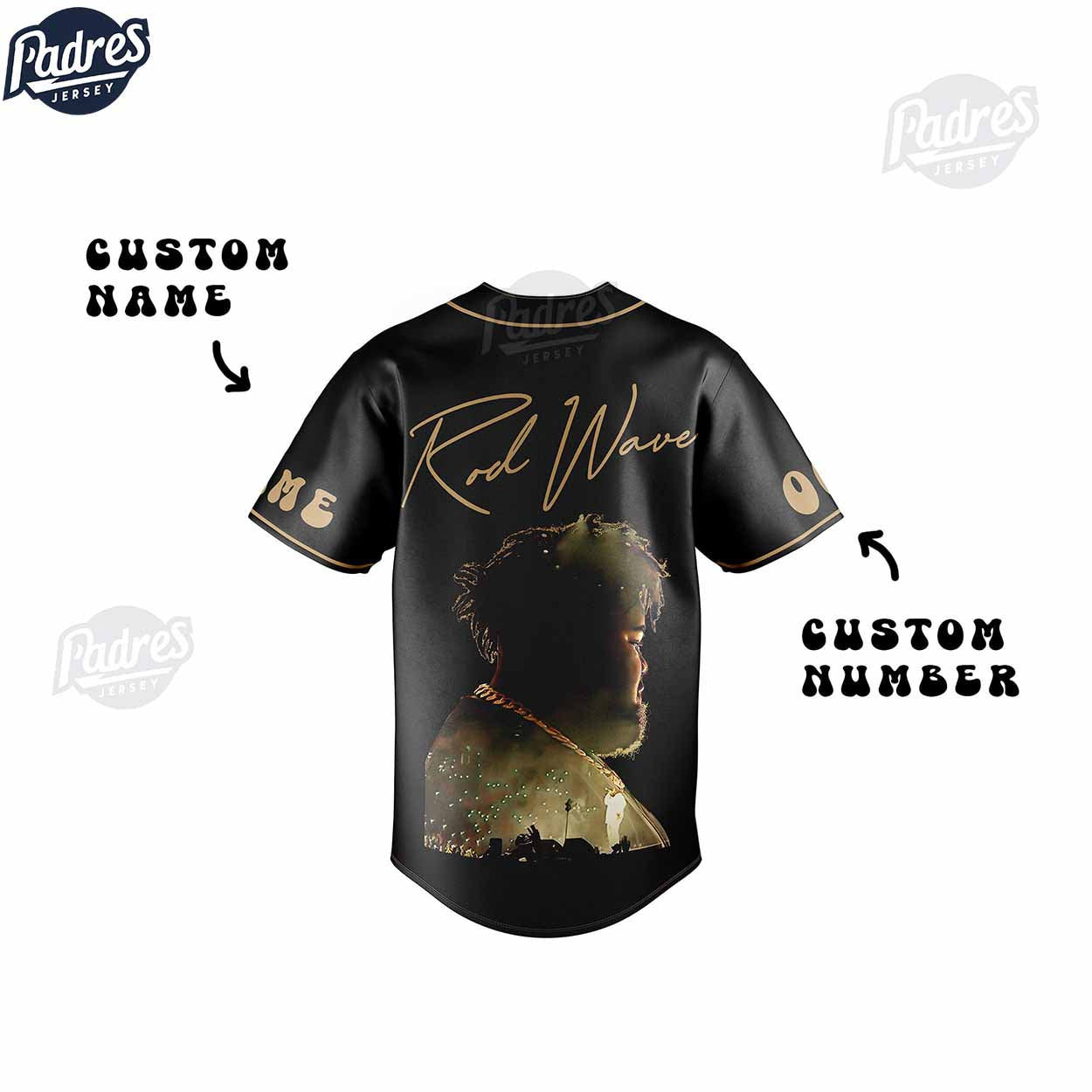 Rod Wave Nostalgia Tour Custom Black Baseball Jersey - Padres Jersey Oasis: Elevate Your Baseball Style Game