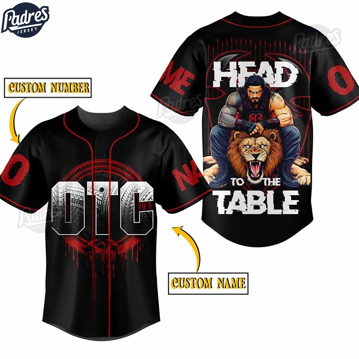 Roman Reigns Head Of The Table Custom Baseball Jersey - Padres Jersey Oasis: Elevate Your Baseball Style Game
