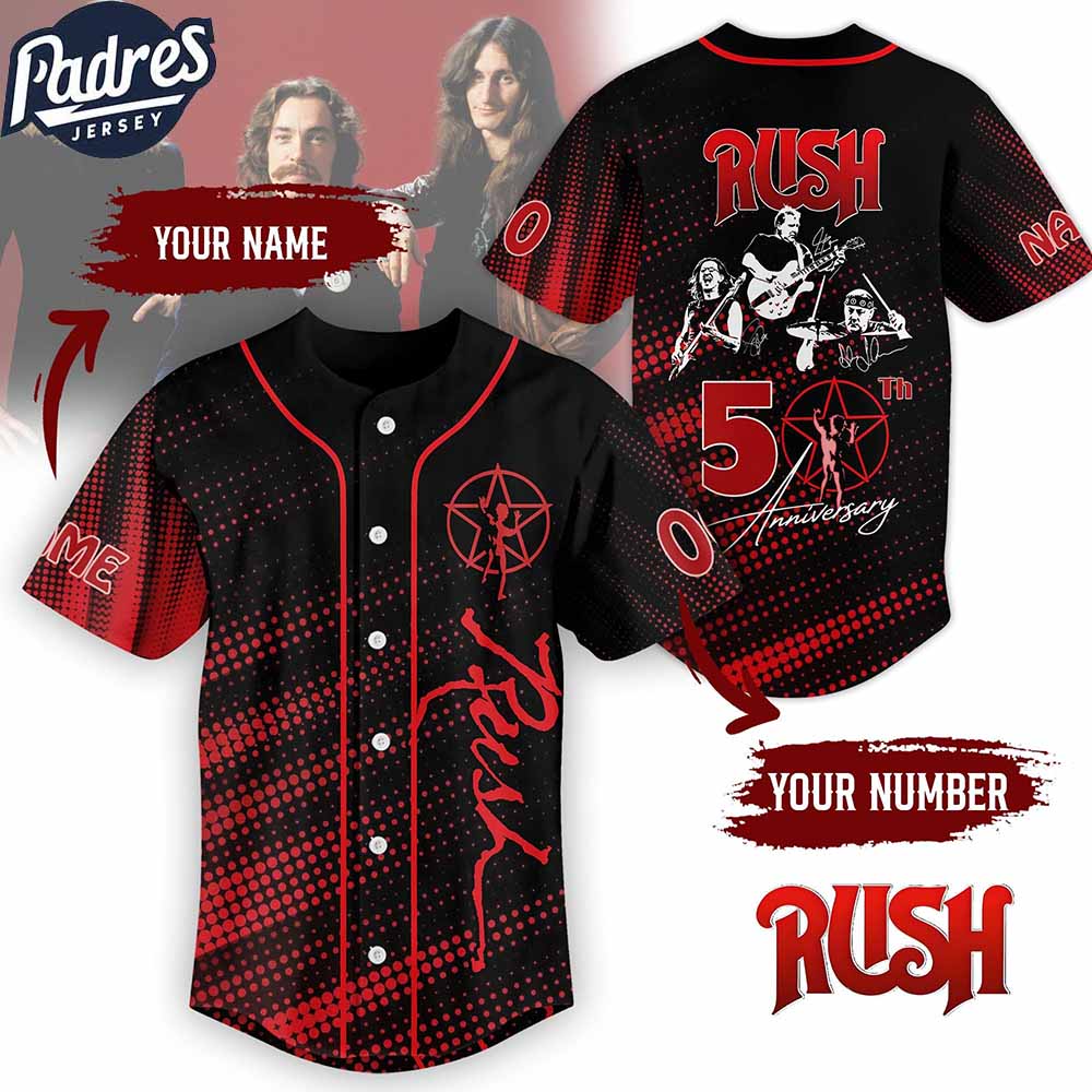 Rush band 50th Anniversary Custom Baseball Jersey - Padres Jersey Oasis: Elevate Your Baseball Style Game