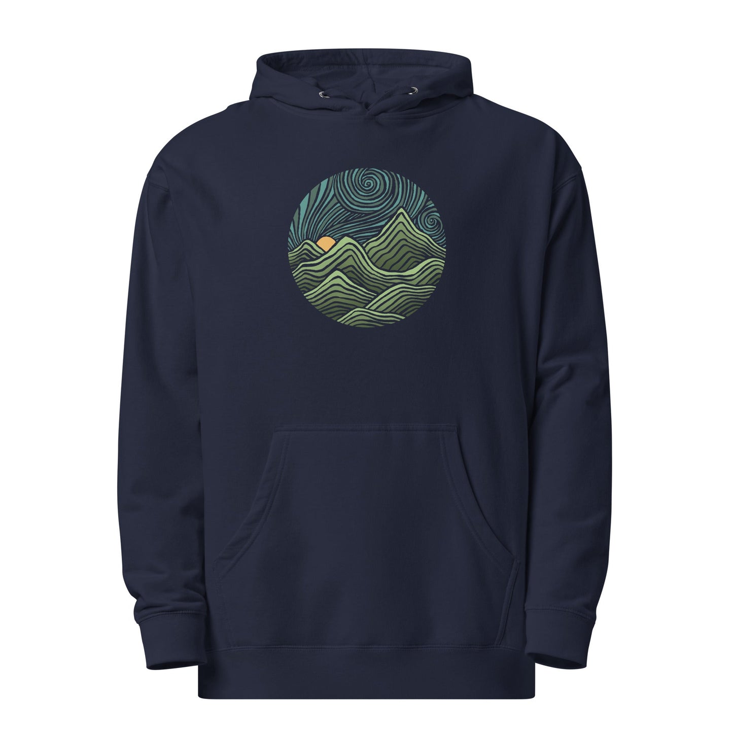 Unisex Swirly Mountains | Design by Dylan Fant Midweight Pullover Hoodie