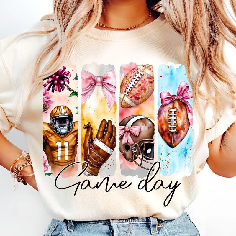 [Sale To 45% Off] Game Day Football Coquette T-Shirt, Football Bow T-Shirt, Football Mama Shirt, Gift For Mom, Mother's Day Gift