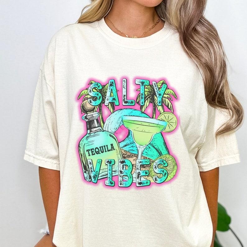 Salty Vibes Shirt Tequila Shirt Beach Shirt Neon Beach Shirt Tequila Shirte Tequila Lovers Shirt, Tequila Bachelorette, Tequila Lover style 03