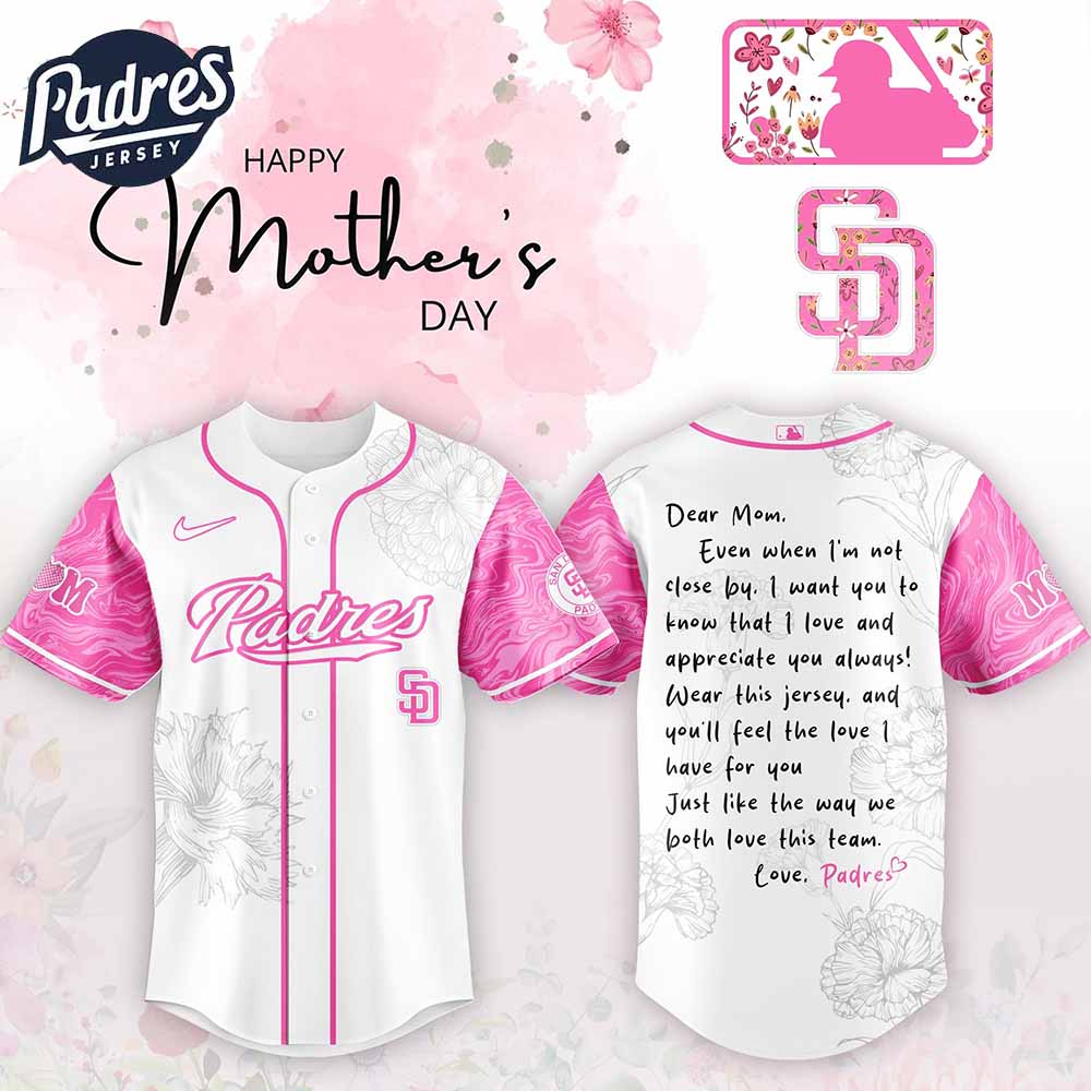 San Diego Padres MLB x Happy Mothers Day Baseball Jersey - Padres Jersey Oasis: Elevate Your Baseball Style Game