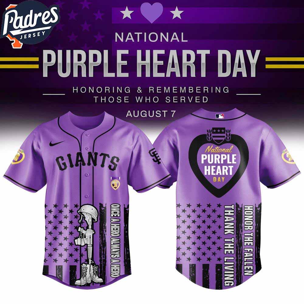 San Francisco Giants MLB X Purple Heart Day Personalized Baseball Jersey - Padres Jersey Oasis: Elevate Your Baseball Style Game