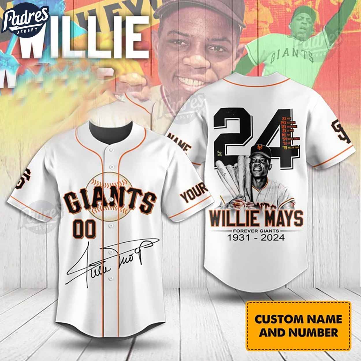 San Francisco Giants Willie Mays Custom Baseball Jersey Style - Padres Jersey Oasis: Elevate Your Baseball Style Game