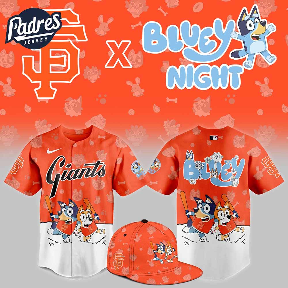 San francisco Giants Bluey Night Baseball Jersey Outfit - Padres Jersey Oasis: Elevate Your Baseball Style Game
