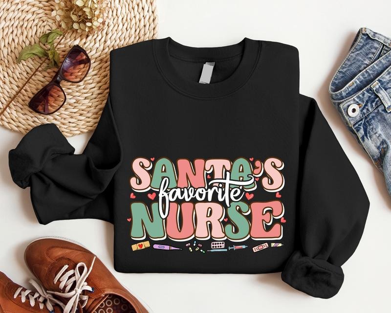 Santa's Favorite Nurse Sweatshirt, Nurse Christmas Hoodie, Matching Nursing School Xmas, Nurse Student Gift Sweater, Nurse Appreciation.