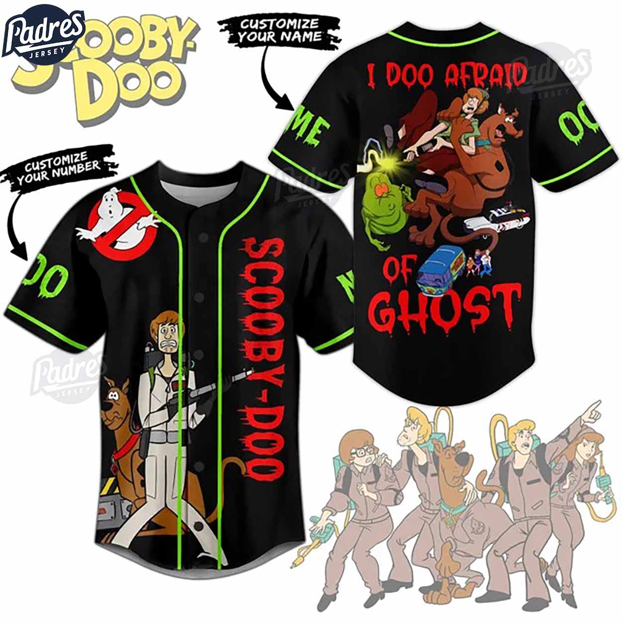 Scooby-Doo I Do Afraid Of Ghost Custom Baseball Jersey - Padres Jersey Oasis: Elevate Your Baseball Style Game