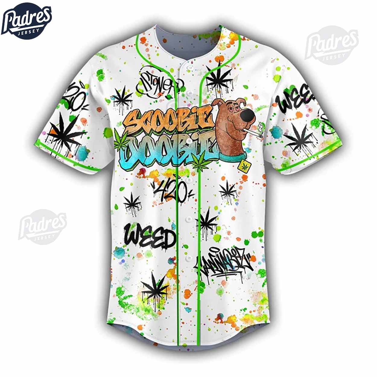 Scooby Doo Weed Pattern Baseball Jersey Style - Padres Jersey Oasis: Elevate Your Baseball Style Game
