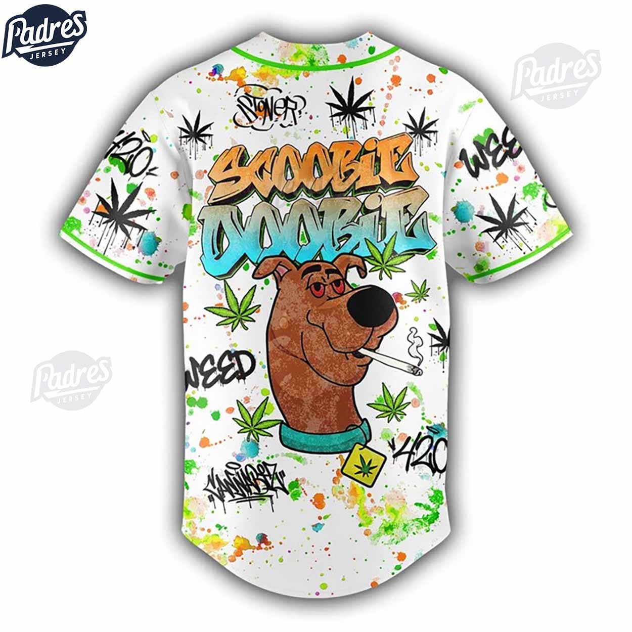 Scooby Doo Weed Pattern Baseball Jersey Style - Padres Jersey Oasis: Elevate Your Baseball Style Game