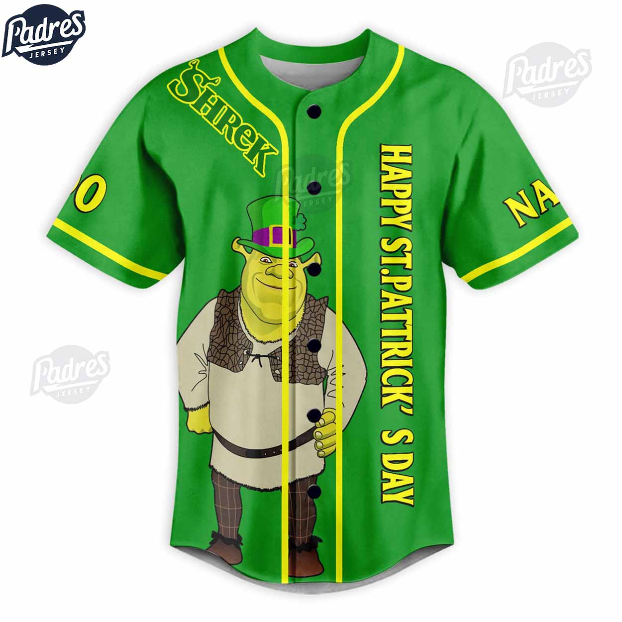 Shrek Happy St.Patrick's Day Custom Baseball Jersey Style - Padres Jersey Oasis: Elevate Your Baseball Style Game
