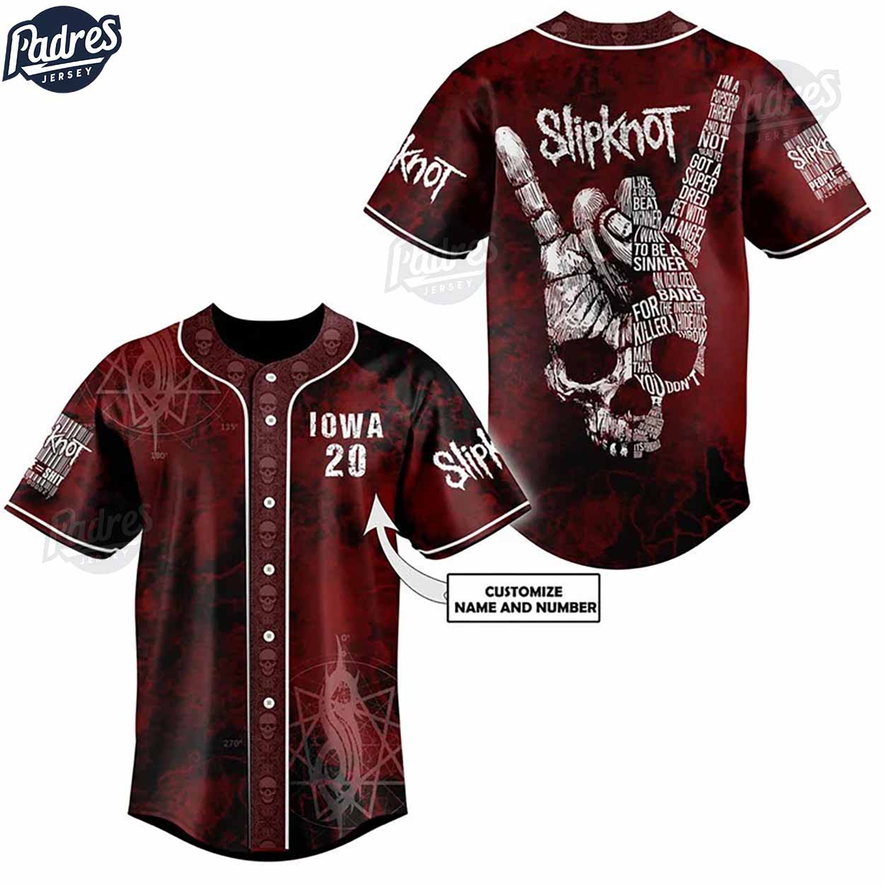Slipknot Metallica Skull Custom Baseball Jersey - Padres Jersey Oasis: Elevate Your Baseball Style Game