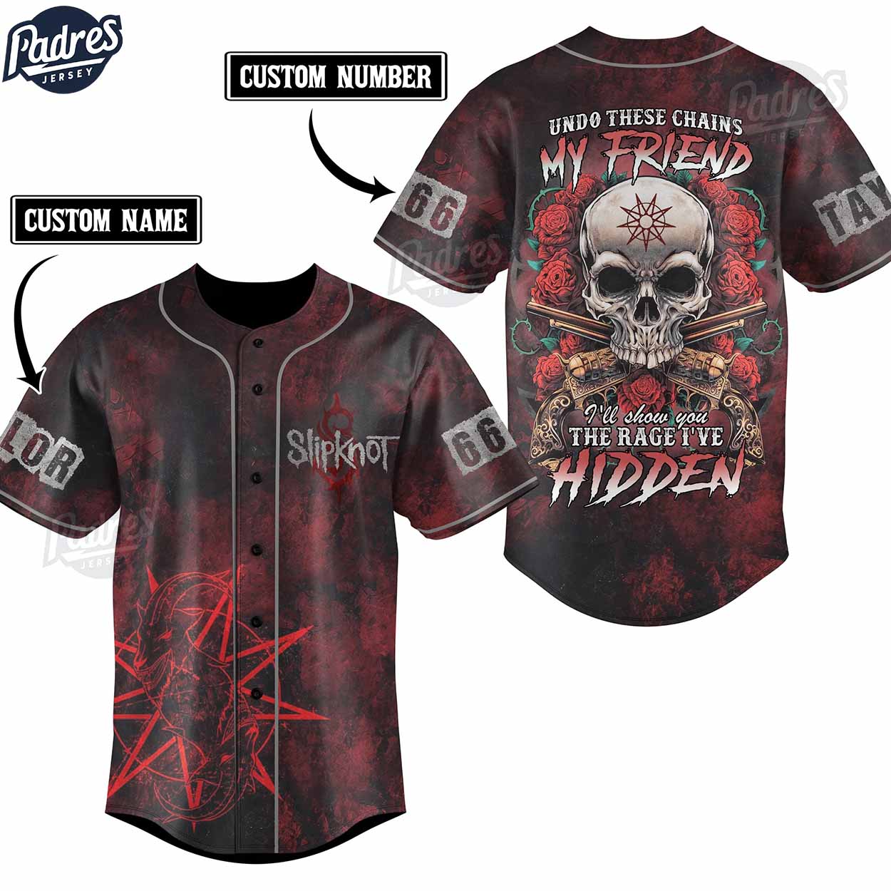Slipknot The Devil In Custom Baseball Jersey Style - Padres Jersey Oasis: Elevate Your Baseball Style Game