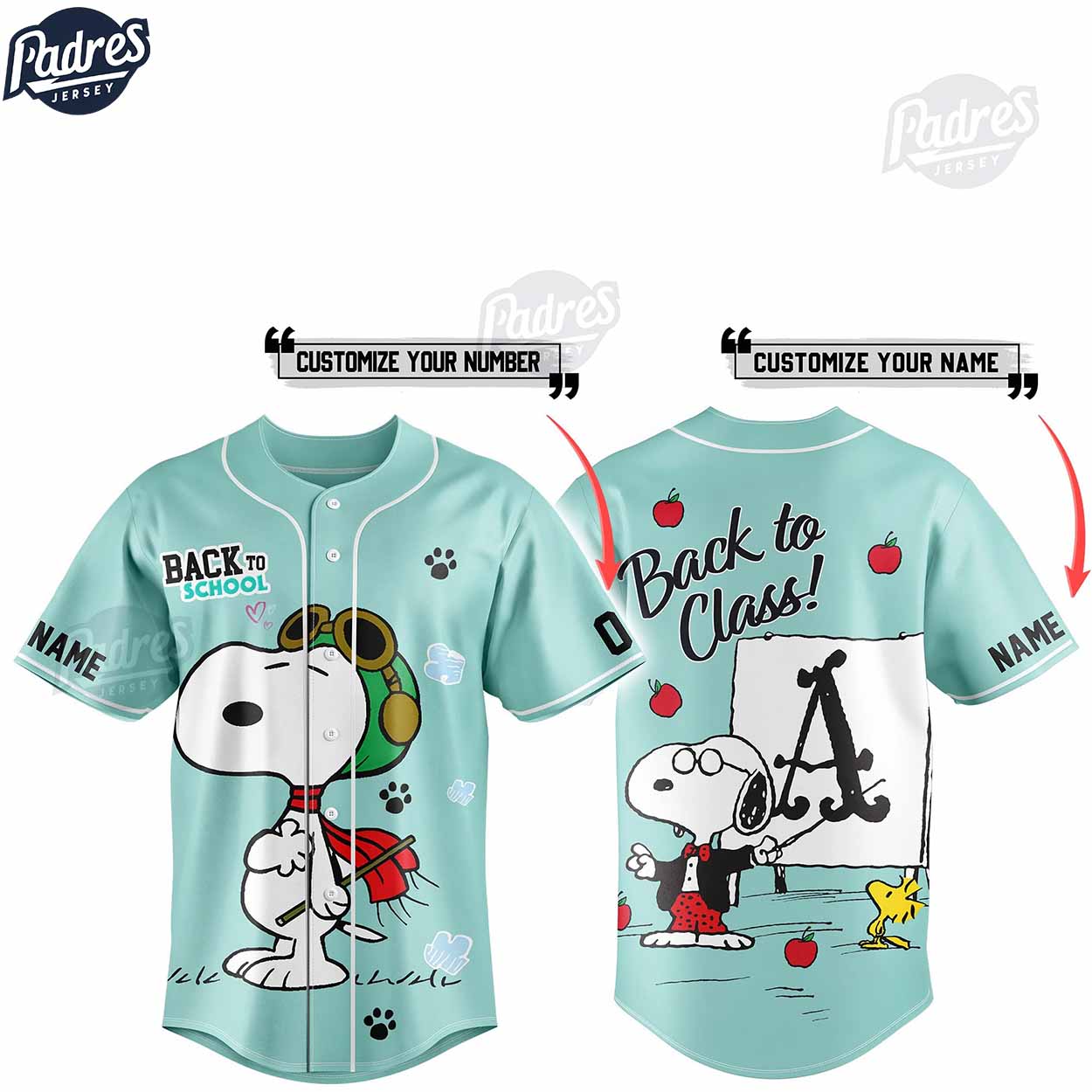 Snoopy Back To School Custom Baseball Jersey Online - Padres Jersey Oasis: Elevate Your Baseball Style Game