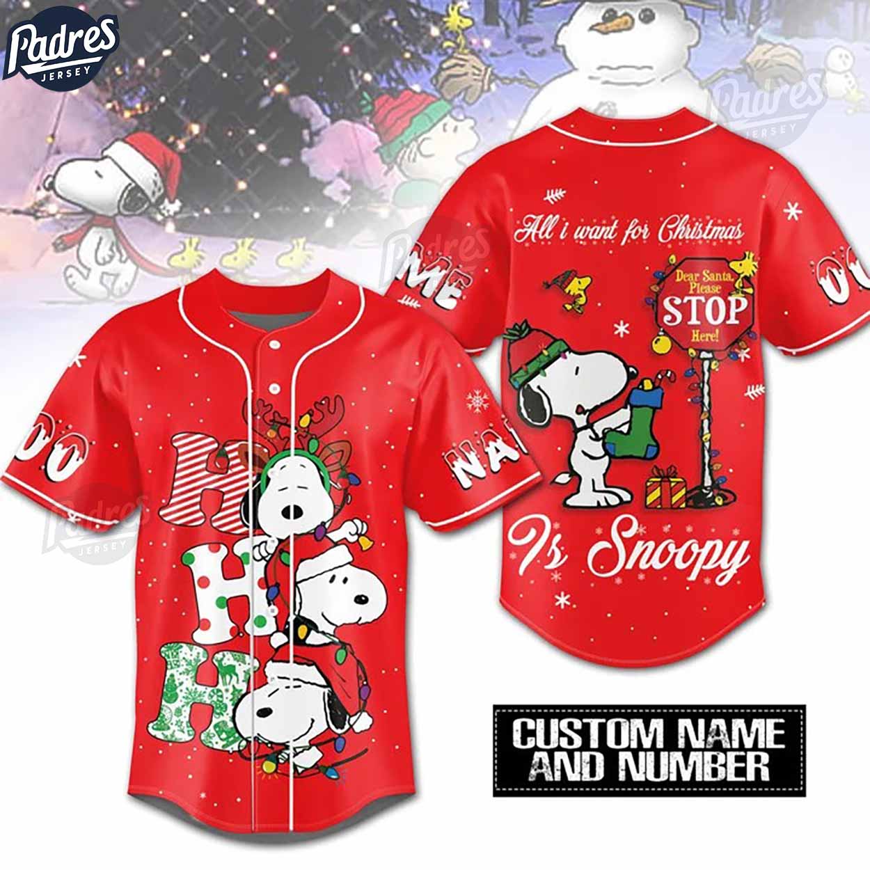 Snoopy Ho Ho Ho Christmas Baseball Jersey - Padres Jersey Oasis: Elevate Your Baseball Style Game