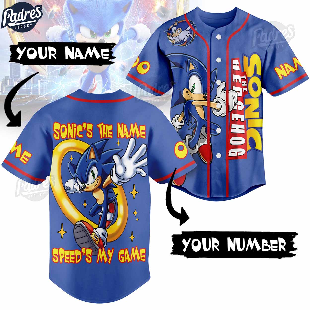 Sonic The Hedgehog Personalized Baseball Jersey Style - Padres Jersey Oasis: Elevate Your Baseball Style Game