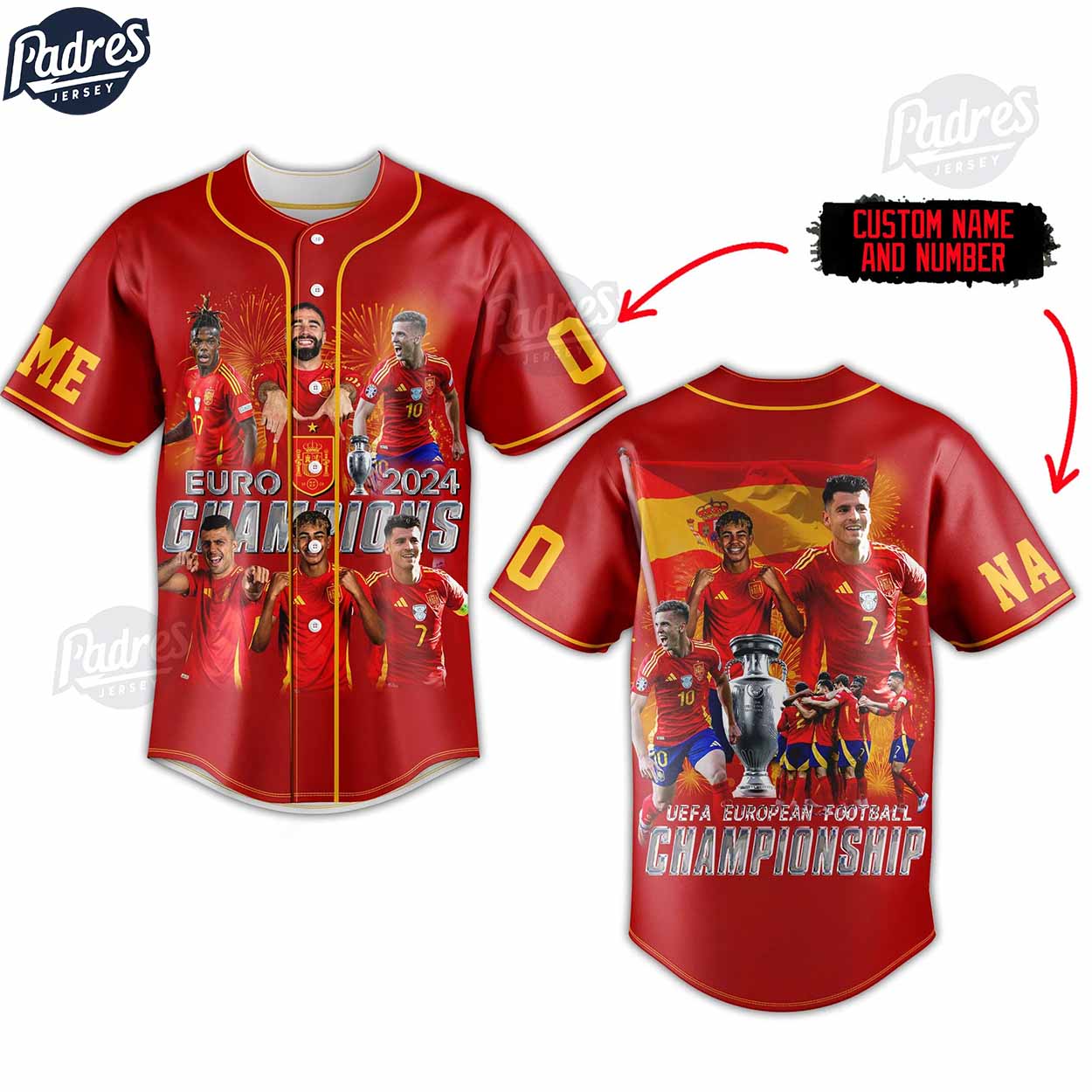 Spain Euro 2024 Champions Custom Baseball Jersey - Padres Jersey Oasis: Elevate Your Baseball Style Game