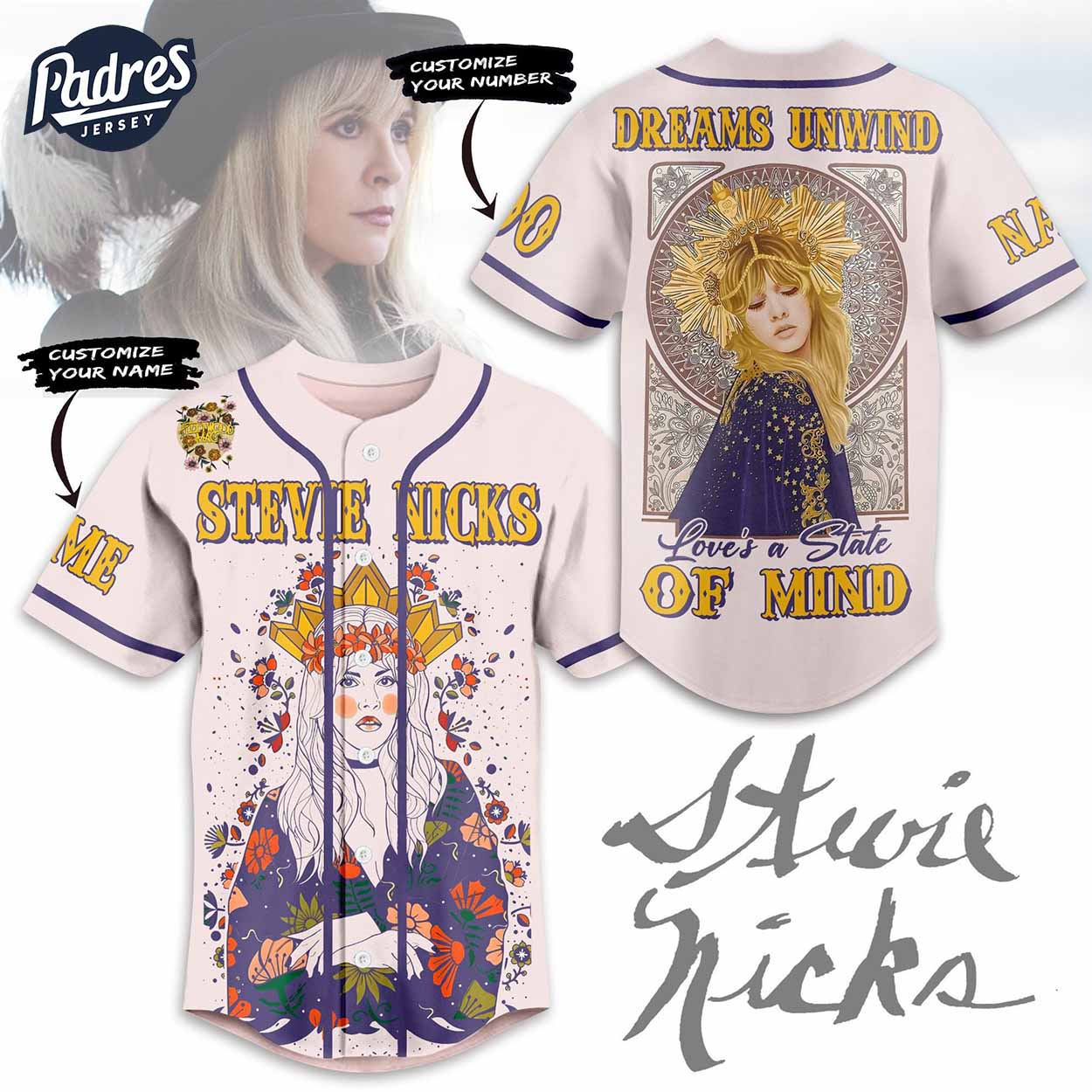 Stevie Nicks Dreams Unwind Of Mind Custom Baseball Jersey Style - Padres Jersey Oasis: Elevate Your Baseball Style Game
