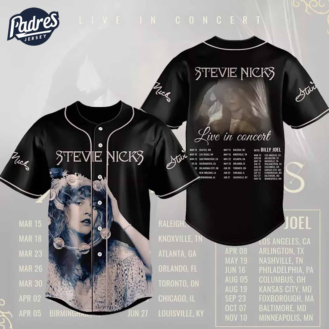 Stevie Nicks Live Concert 2024 Baseball Jersey - Padres Jersey Oasis: Elevate Your Baseball Style Game