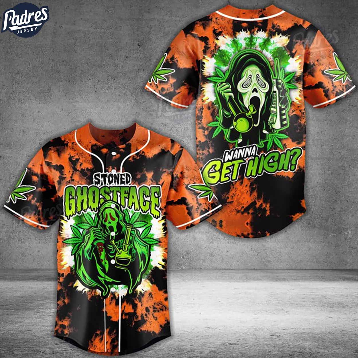 Stoned Ghostface Weed Baseball Jersey - Padres Jersey Oasis: Elevate Your Baseball Style Game