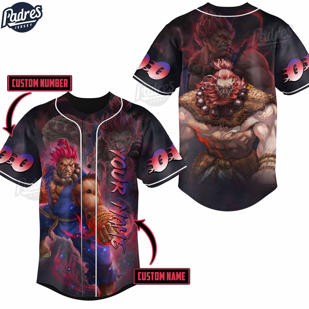Street Fighter Akuma Custom Baseball Jersey - Padres Jersey Oasis: Elevate Your Baseball Style Game