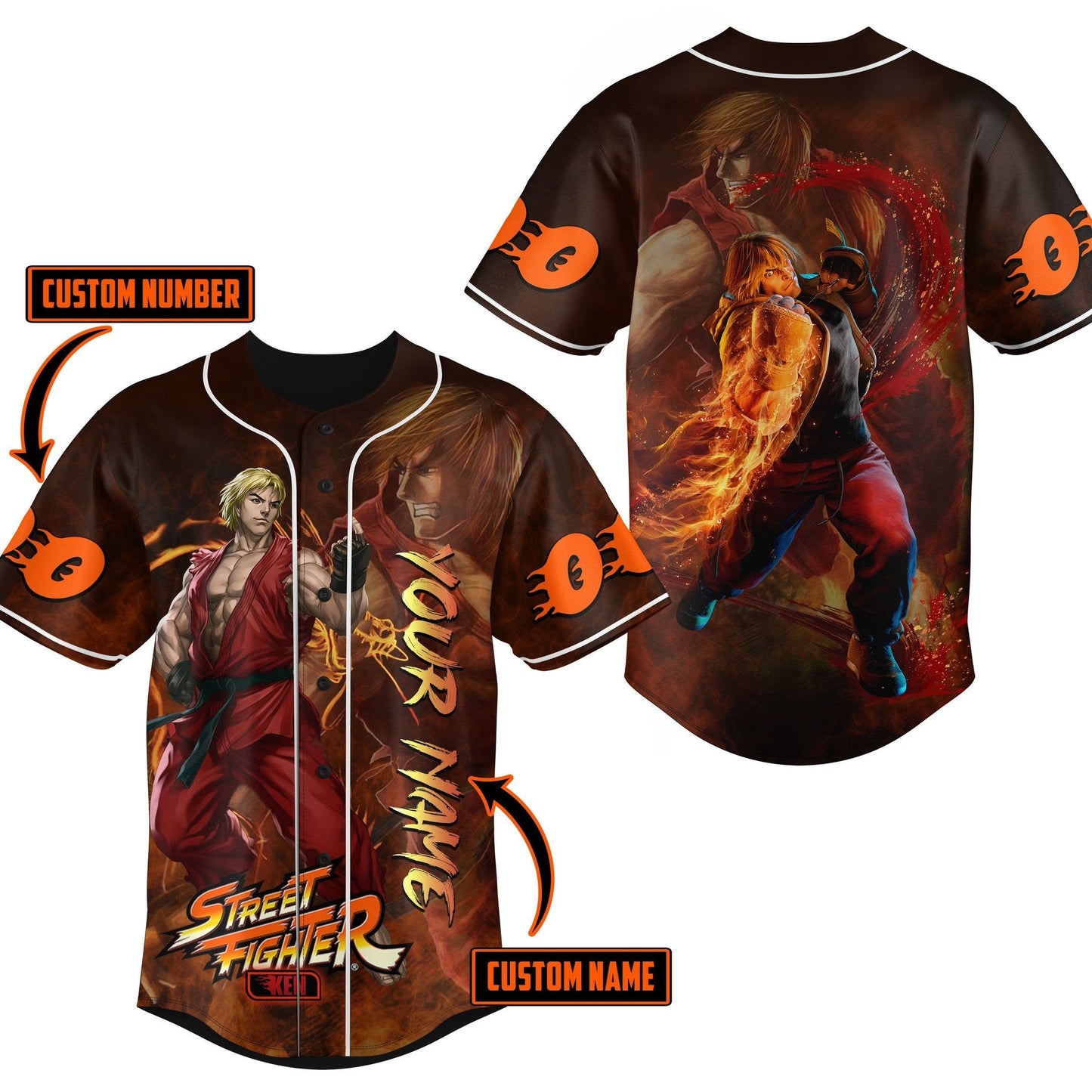 Street Fighter Ken Custom Baseball Jersey - Padres Jersey Oasis: Elevate Your Baseball Style Game