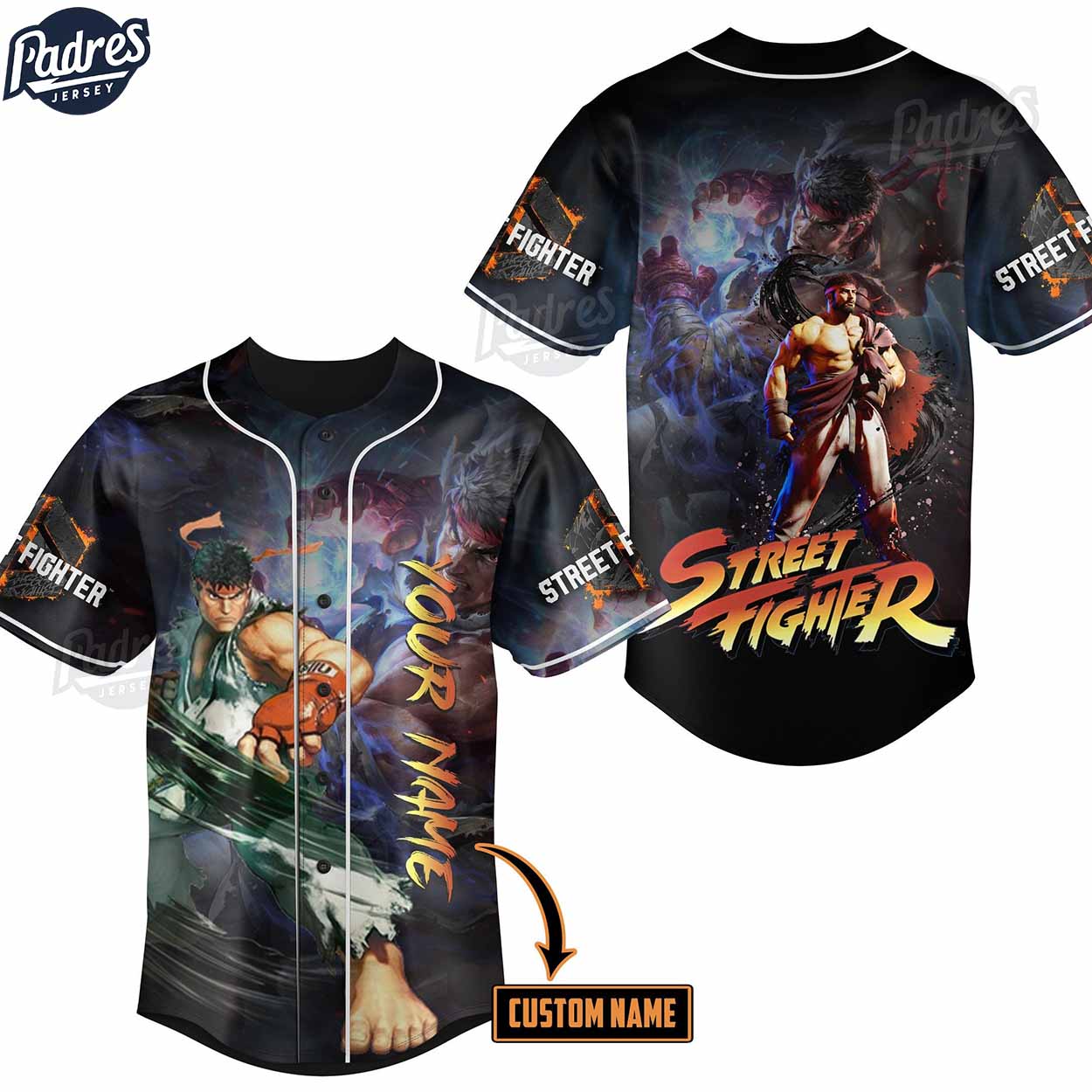 Street Fighter Ryu Custom Baseball Jersey - Padres Jersey Oasis: Elevate Your Baseball Style Game